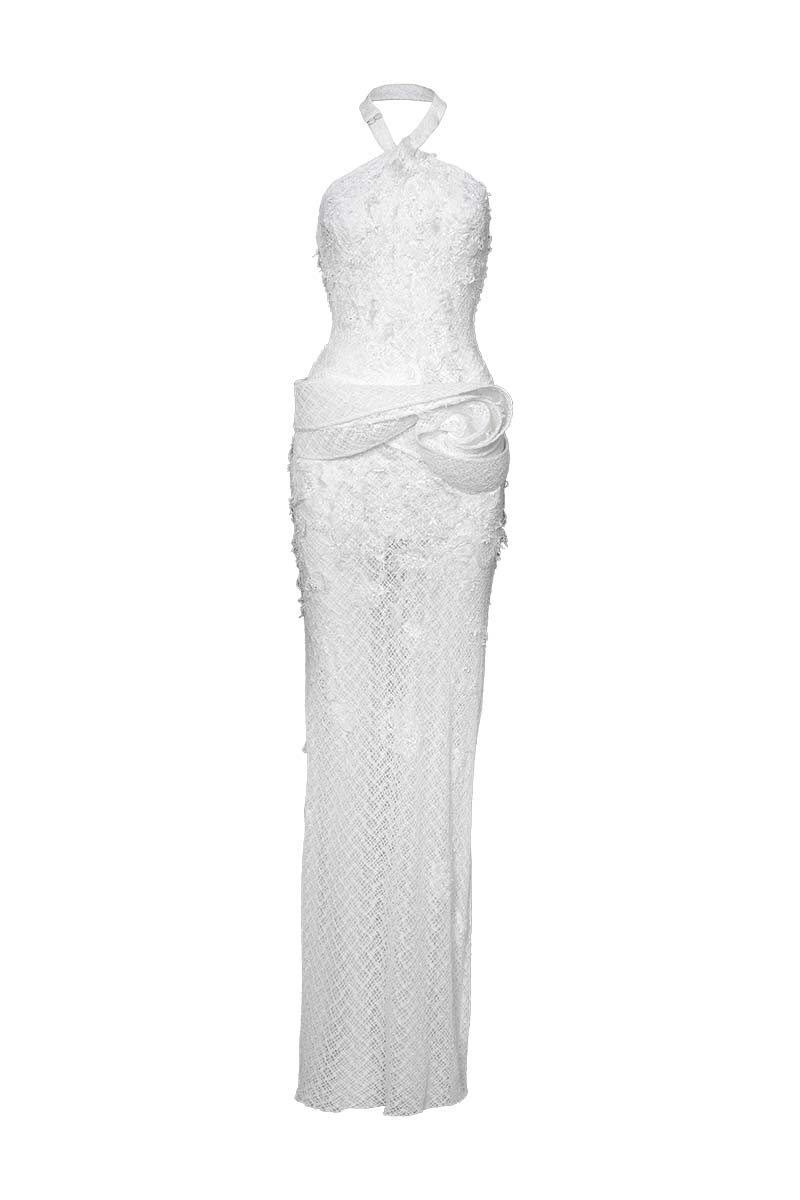 ROBE MAXI À CADRE IVOIRE