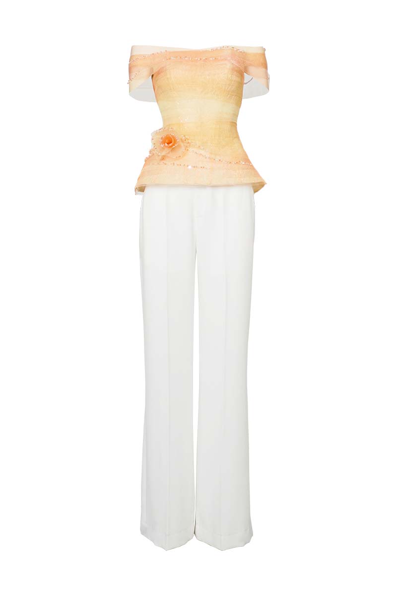Do Long blush bloom co-ord set featuring a floral top and matching pants, stylish and vibrant for a trendy look.
