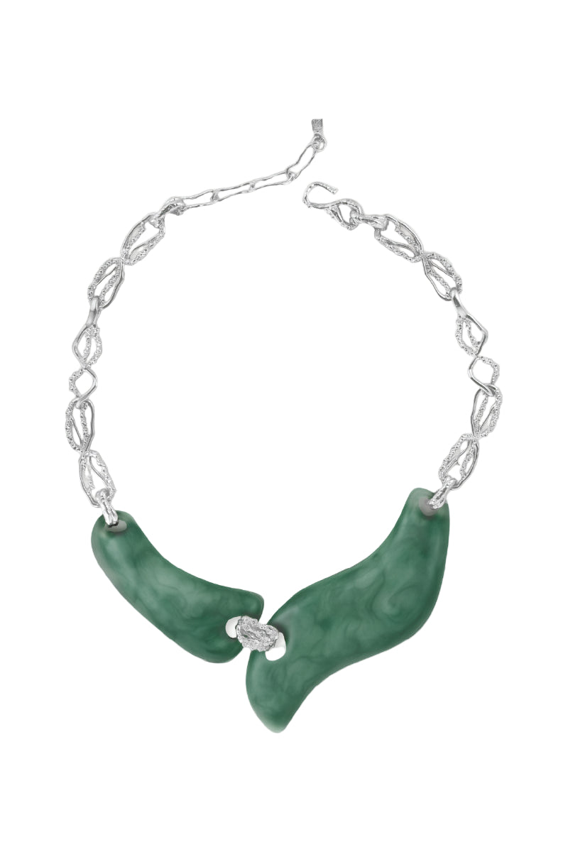ECLIPSE GREEN AND RHODIUM NECKLACE - CULT MIA