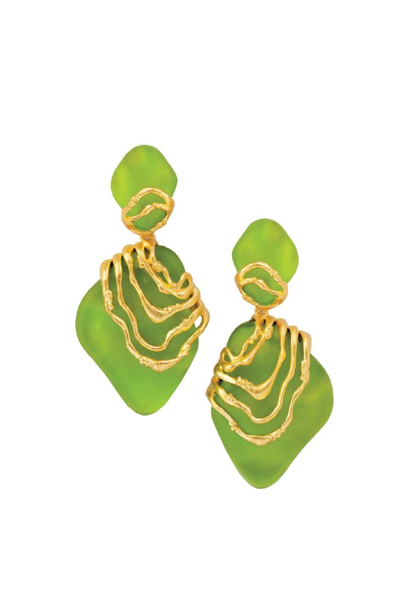 SERENITY LIME AND GOLD EARRINGS - CULT MIA