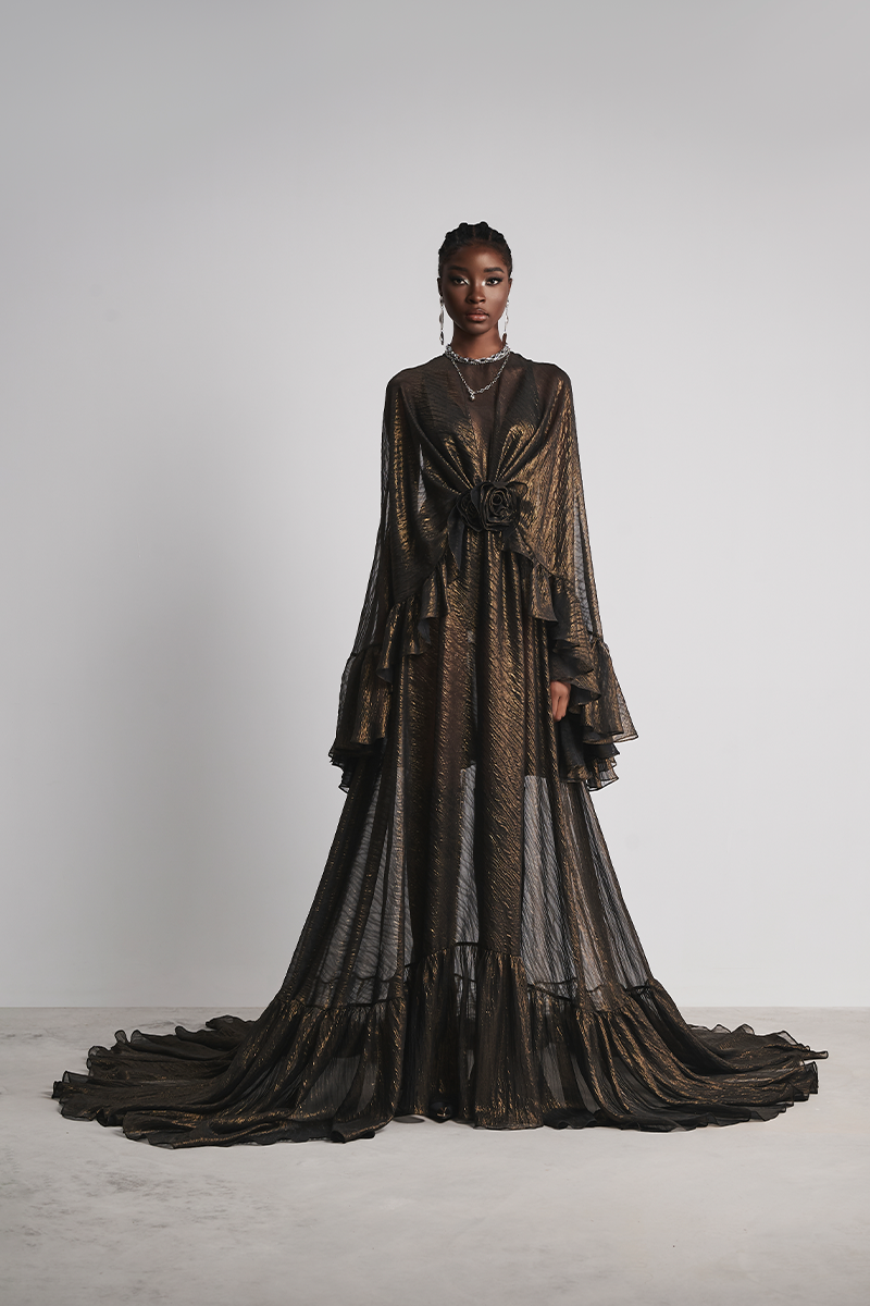 ROSE REVERIE GOWN IN BLACK - CULT MIA