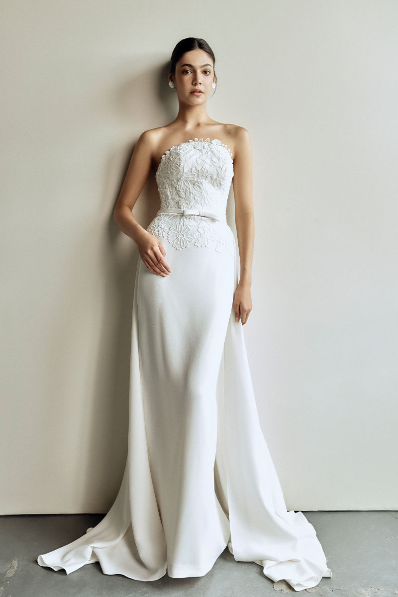 SERENA SIMPLY WHITE OVER SKIRT GOWN - CULT MIA
