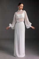 Le Thanh Hoa Ethereal Elegance co-ord set featuring a stylish top and matching skirt, perfect for sophisticated fashion looks.