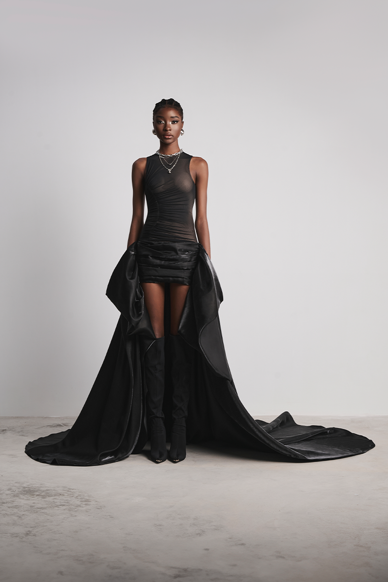 SHADOW CHIC MULLET GOWN IN BLACK - CULT MIA