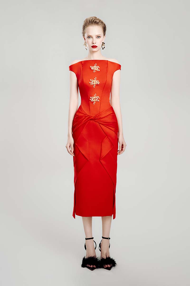 MYSTERIOUS BOW MIDI DRESS - CULT MIA