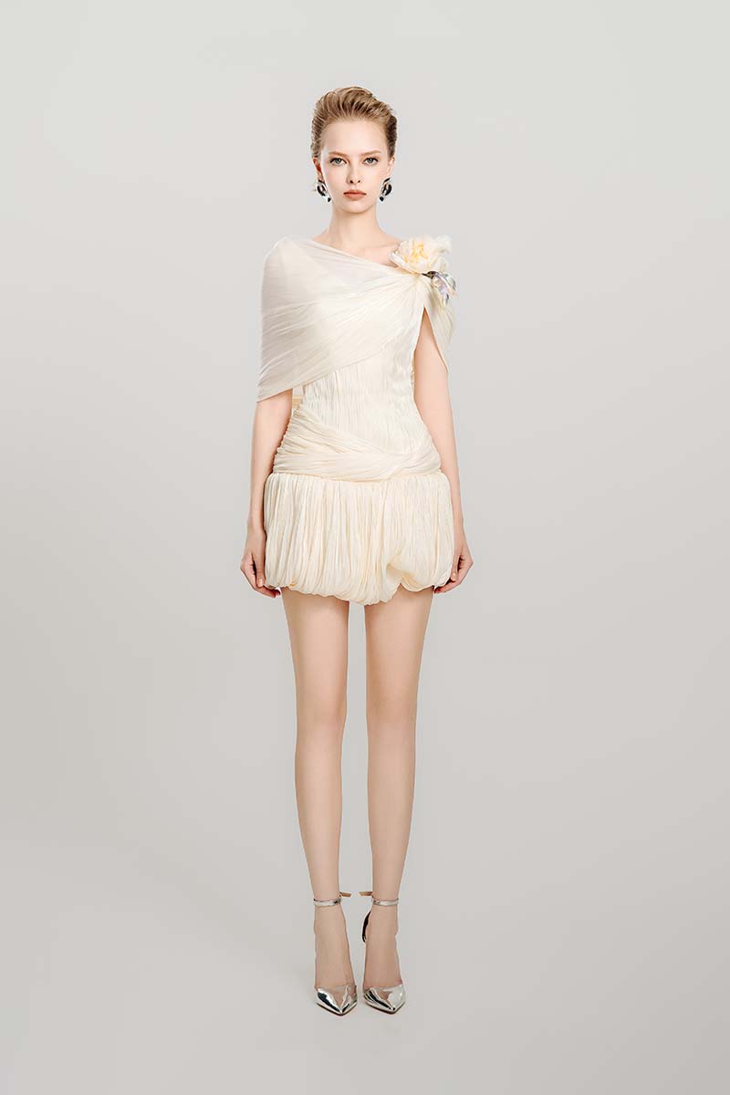Do Long Falling Petals mini dress featuring a floral print, sleeveless design, and fitted silhouette on a white background.