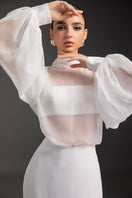 Le Thanh Hoa Ethereal Elegance co-ord set featuring a stylish top and matching skirt in soft, flowing fabric.