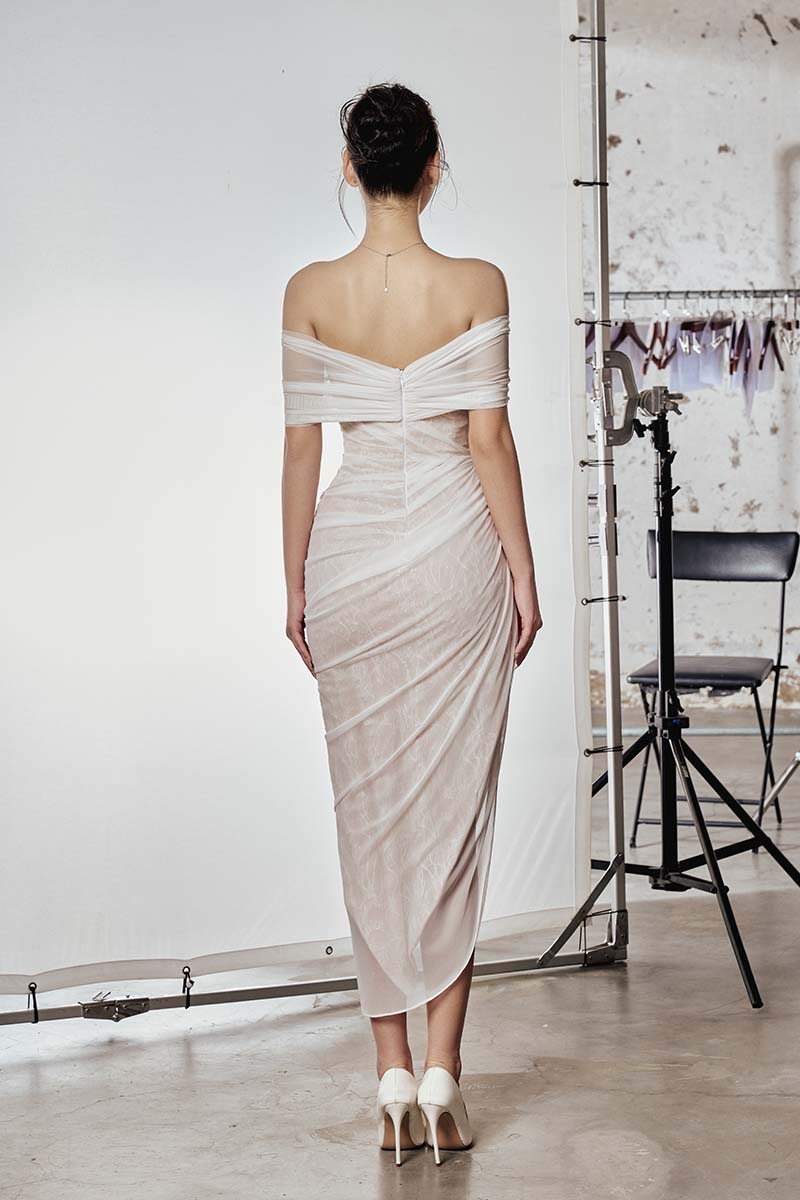 magnolia one-shoulder asymmetric body-con midi dress Dress The Population Magnolia Dress - Black