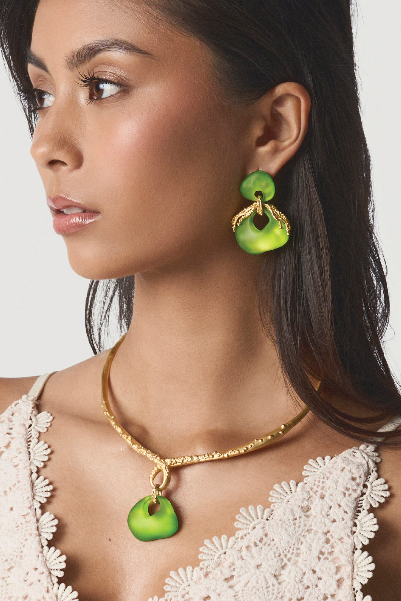 EMBER LIME AND GOLD EARRINGS - CULT MIA