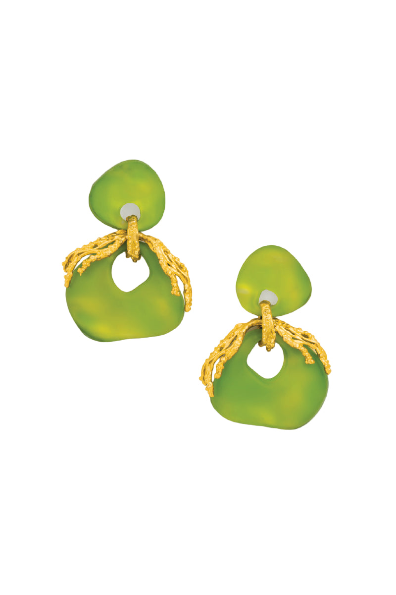 EMBER LIME AND GOLD EARRINGS - CULT MIA