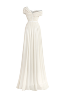 Le Thanh Hoa Clara White Dover A-line gown, elegant floor-length dress with a fitted bodice and flowing skirt, suitable for formal occasions.