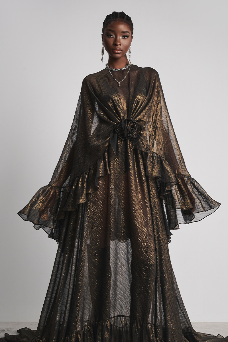 ROSE REVERIE GOWN IN BLACK - CULT MIA