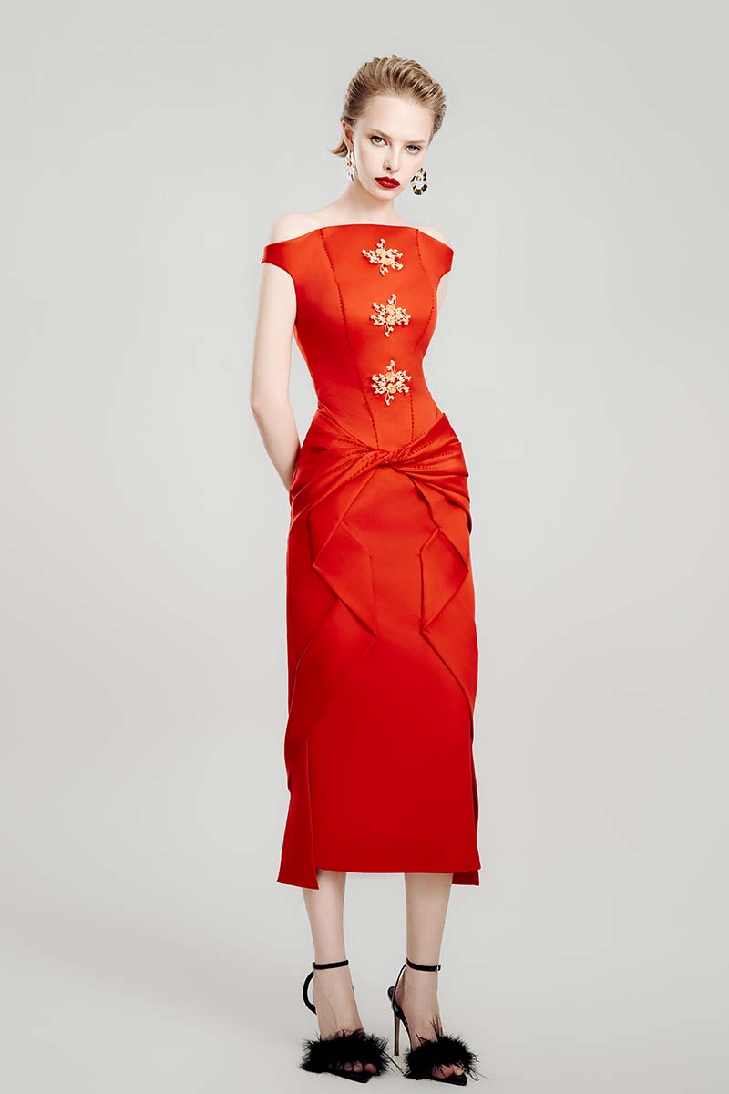 MYSTERIOUS BOW MIDI DRESS - CULT MIA