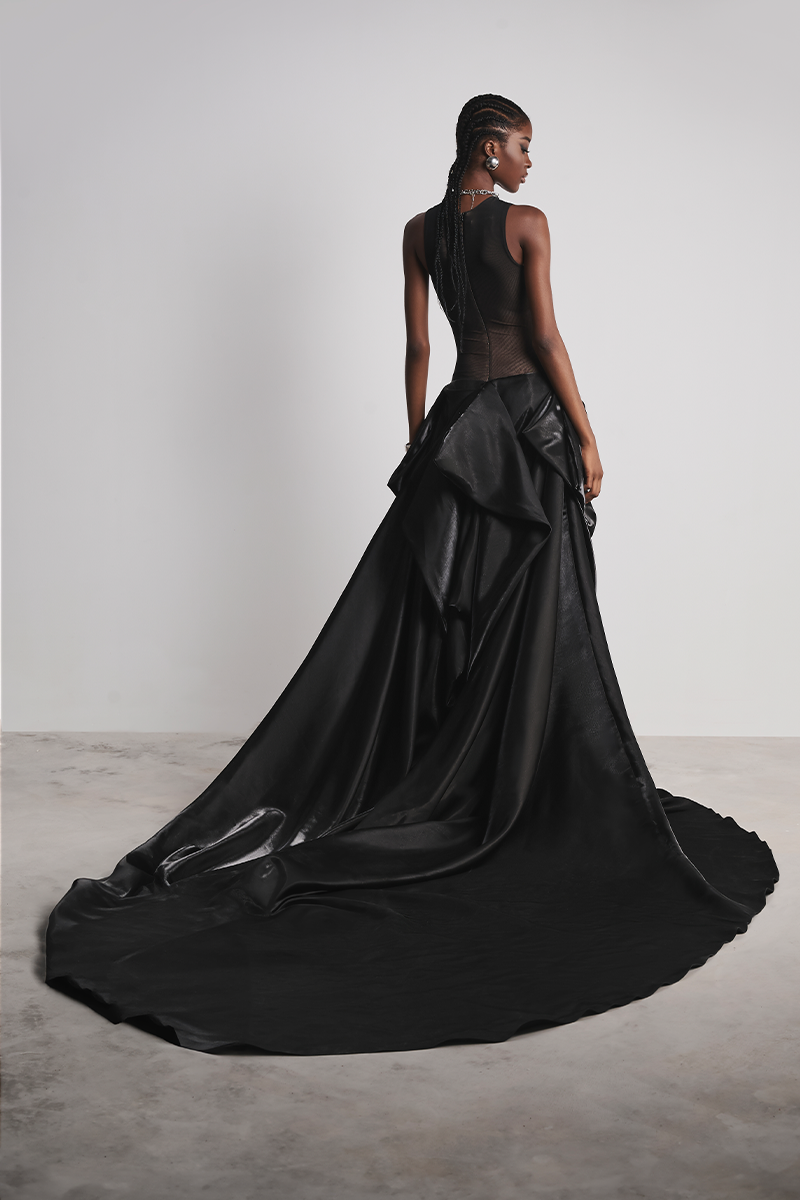 SHADOW CHIC MULLET GOWN IN BLACK - CULT MIA