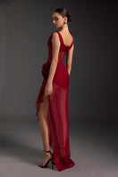 Le Thanh Hoa flaming muse gown featuring vibrant fiery colors and elegant flowing fabric, perfect for formal occasions.