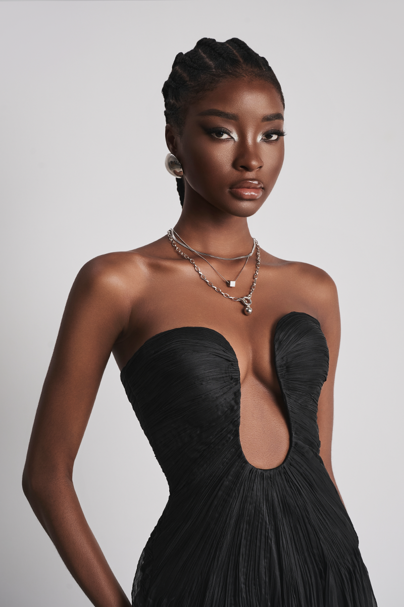 chic whispers maxi dress black Le Thanh Hoa CELESTIAL WHISPER GOWN IN Black