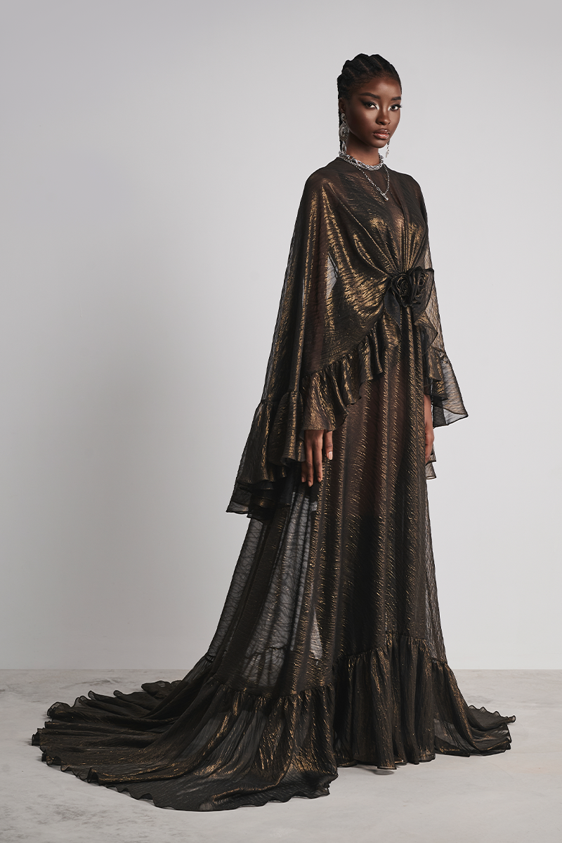 ROSE REVERIE GOWN IN BLACK - CULT MIA