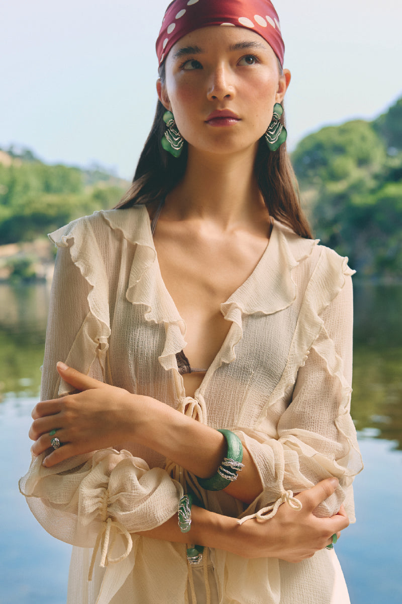 ESSENCE GREEN AND RHODIUM BRACELET - CULT MIA