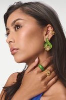 Gold vault-shaped earcuff earrings by Jude Benhalim, featuring sleek, modern jewelry design on a white background.