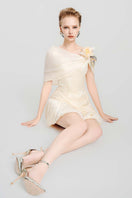 Do Long Falling Petals Mini Dress showing a floral-printed mini dress with a fitted waist and short sleeves.