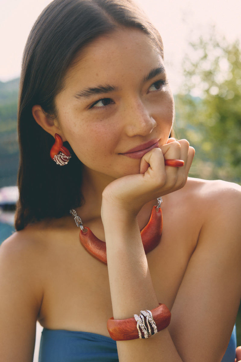 ESSENCE ORANGE AND RHODIUM EARRINGS - CULT MIA