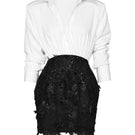 Do Long modern contrast co-ord set featuring a stylish top and matching pants in a contemporary design.