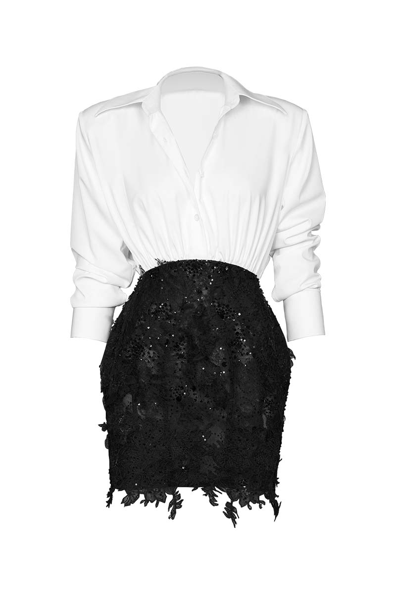 Do Long modern contrast co-ord set featuring a stylish top and matching pants in a contemporary design.