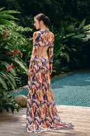 Do Long Jungle Goddess co-ords set featuring a matching top and skirt with vibrant jungle-inspired print.