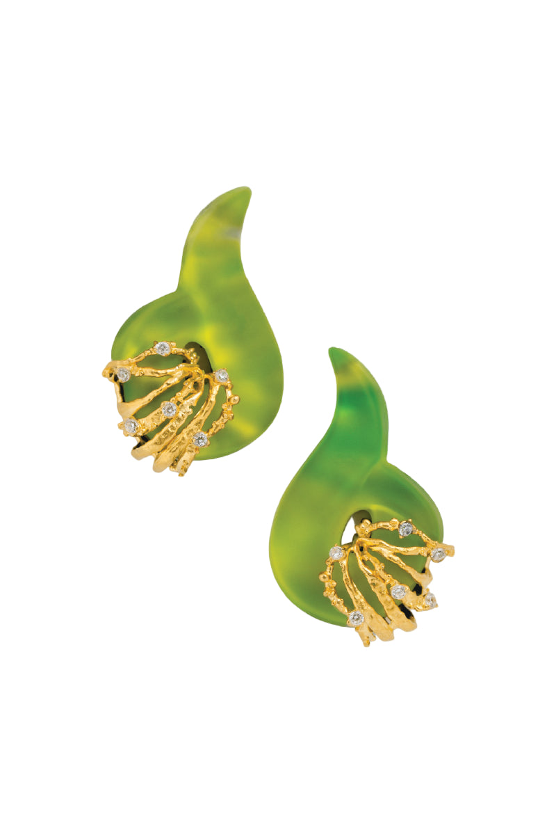 ESSENCE LIME AND GOLD EARRINGS - CULT MIA