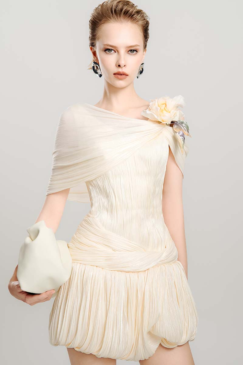 Do Long Falling Petals Mini Dress showing a sleeveless floral mini dress with a fitted waist and flowing skirt.