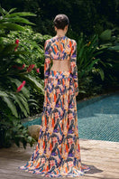Do Long Jungle Goddess co-ords set featuring a vibrant top and matching skirt with jungle-inspired print and stylish fit.