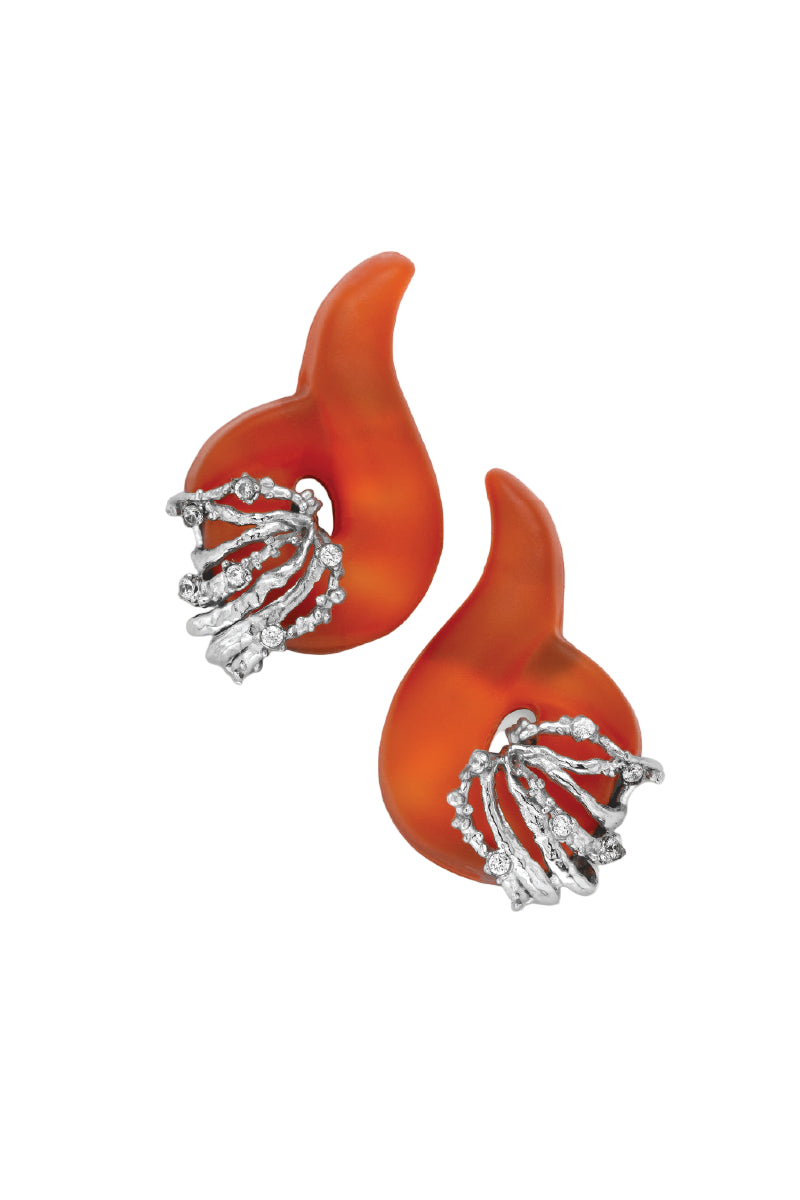 ESSENCE ORANGE AND RHODIUM EARRINGS - CULT MIA