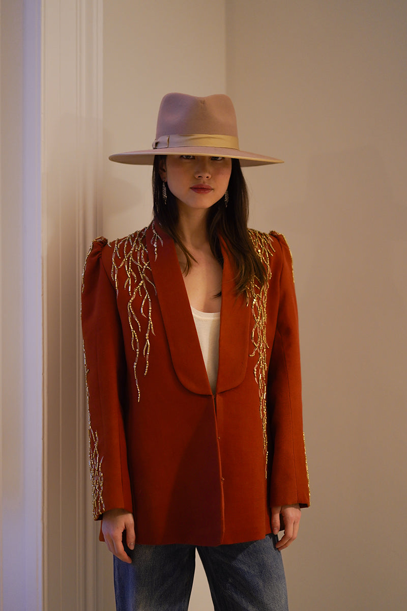 Nadya Shah Artemis jacket in front view, stylish outerwear with a modern design, featuring a zip-up front and versatile fit.