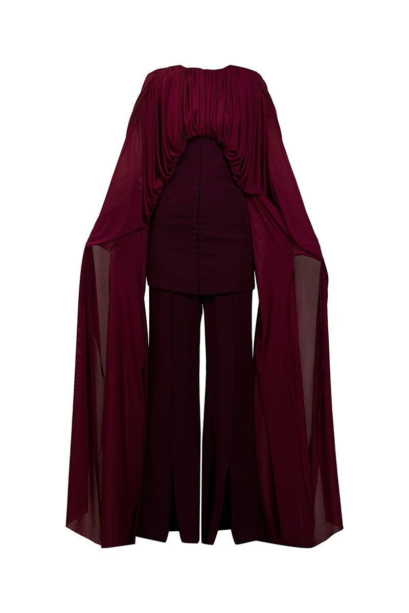 Deme By Gabriella Arwen aubergine co-ord set featuring matching top and pants with a stylish, coordinated look.