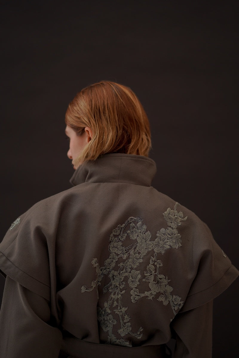 Nadya Shah Ash Bloom belted jacket featuring a stylish design and a waist belt, shown in a versatile outerwear style.