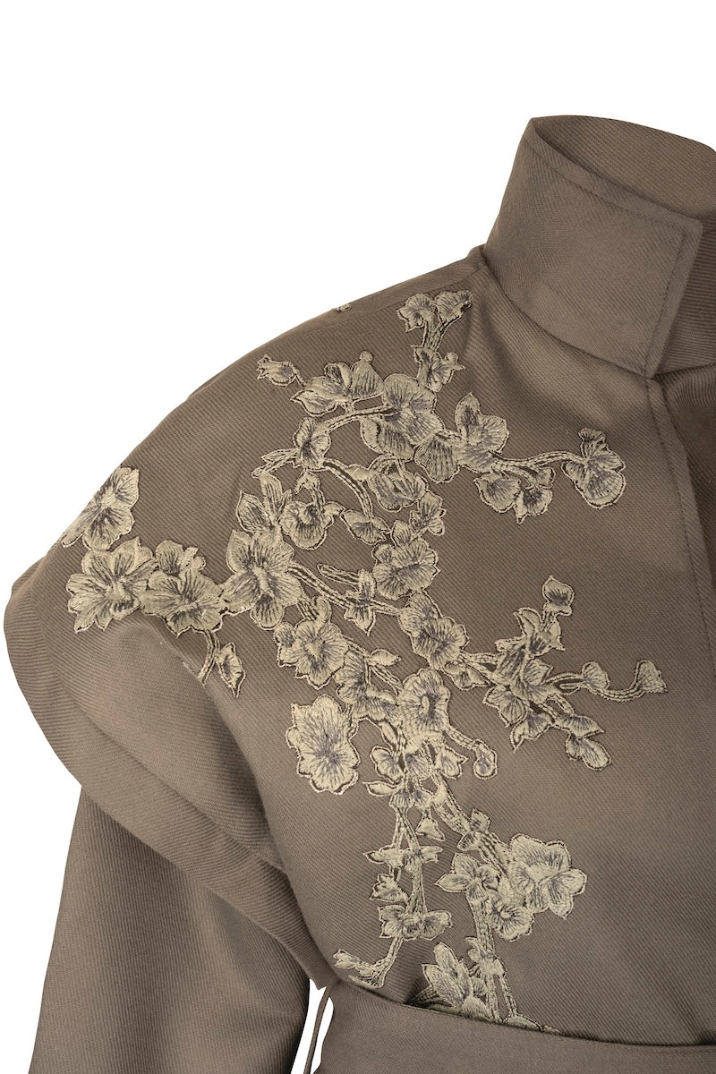 Nadya Shah Ash Bloom belted jacket with side detailing, stylish outerwear in a modern jacket design.
