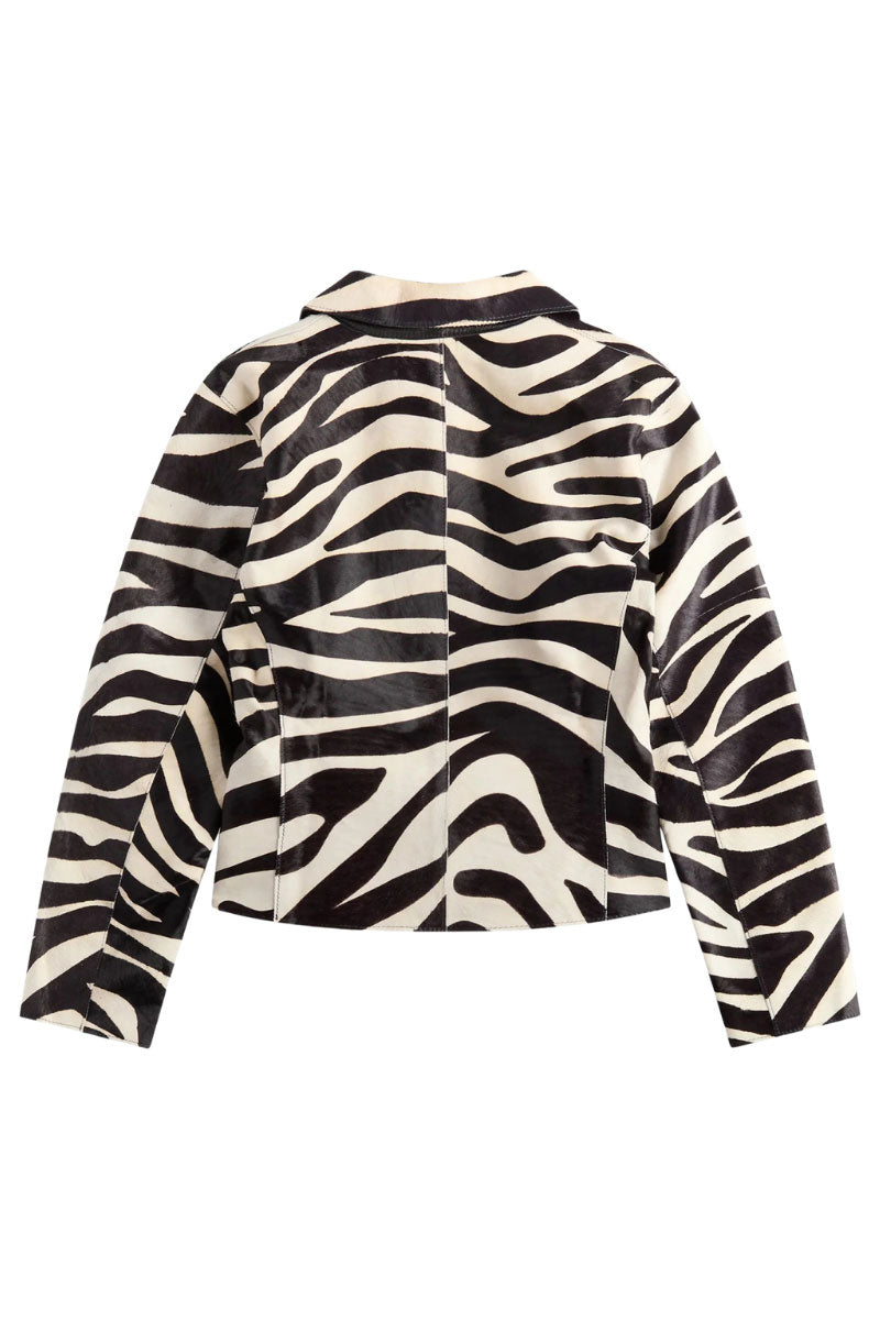 ZUT Ashford jacket in thin zebra print featuring lightweight fabric and stylish collar, perfect for casual wear.