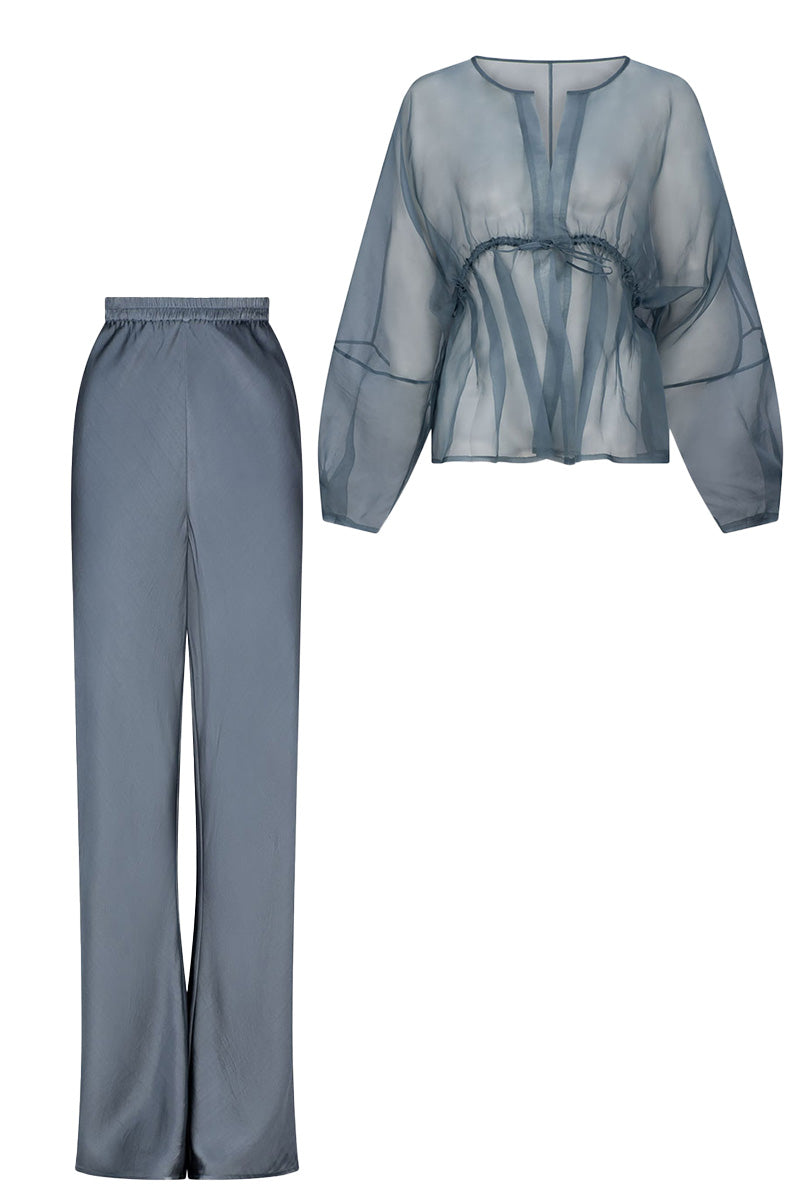 ASIN ORGANZA TOP AND KAIA SILK PANT SET