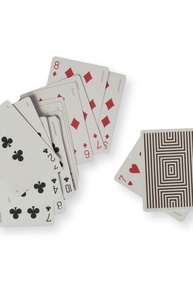 Leather playing card set in Aspen with Throwing Doubles branding, featuring a sleek leather case and a deck of playing cards.