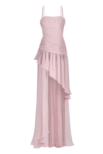 Stolen Stores Asymmetric Draped Chiffon Mini Dress in Dusty Pink | Cult Mia Stolen Stores Asymmetric Draped Chiffon Mini Dress in Dusty Pink | Cult Mia