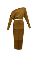 Deme By Gabriella Aubrey co-ord set in sand green, featuring a matching top and pants with a relaxed fit, stylish and comfortable.