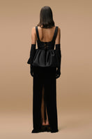 Black MATTERS Audrey gown featuring elegant fabric and a sophisticated design suitable for formal occasions.