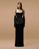 Black Audrey dress by Matters, elegant gown with a fitted bodice and flowing skirt, perfect for formal occasions.