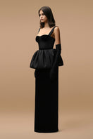 Black Audrey dress gown by Matters, featuring elegant fabric and classic design, shown on a model.