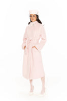 Nana Jacqueline pink Audrey coat featuring a long, elegant design with a tailored fit and stylish lapel collar.