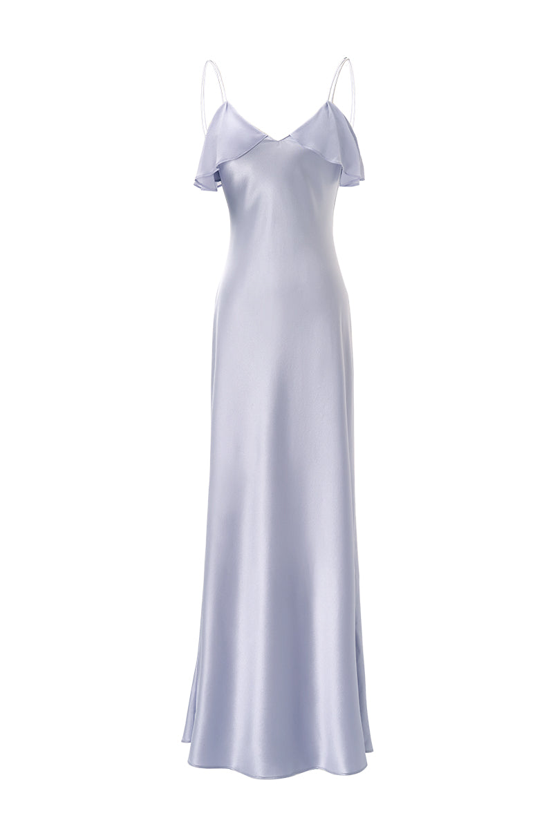 AURORA SILK LONG NIGHTDRESS IN PURPLE