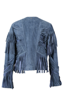 Double A Aurora suede jacket in blue, featuring a stylish, soft suede texture and classic jacket design.