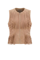Double A Aurora suede vest in tan, featuring a stylish sleeveless design with a soft suede texture and classic fit.