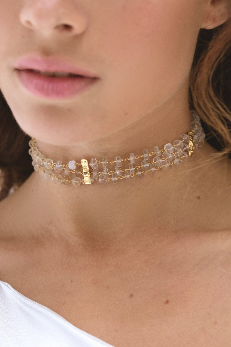 LAVANI JEWELS Aurora Choker necklace featuring a sleek, modern design with delicate chain and subtle pendant detail.