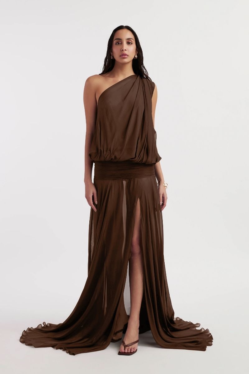 AVA CHOCOLATE BROWN MAXI DRESS - CULT MIA